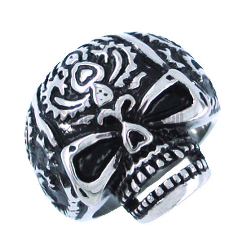 Stainless steel jewelry ghost skull wih love heart nimbus on the head ring SWR0044 - Click Image to Close